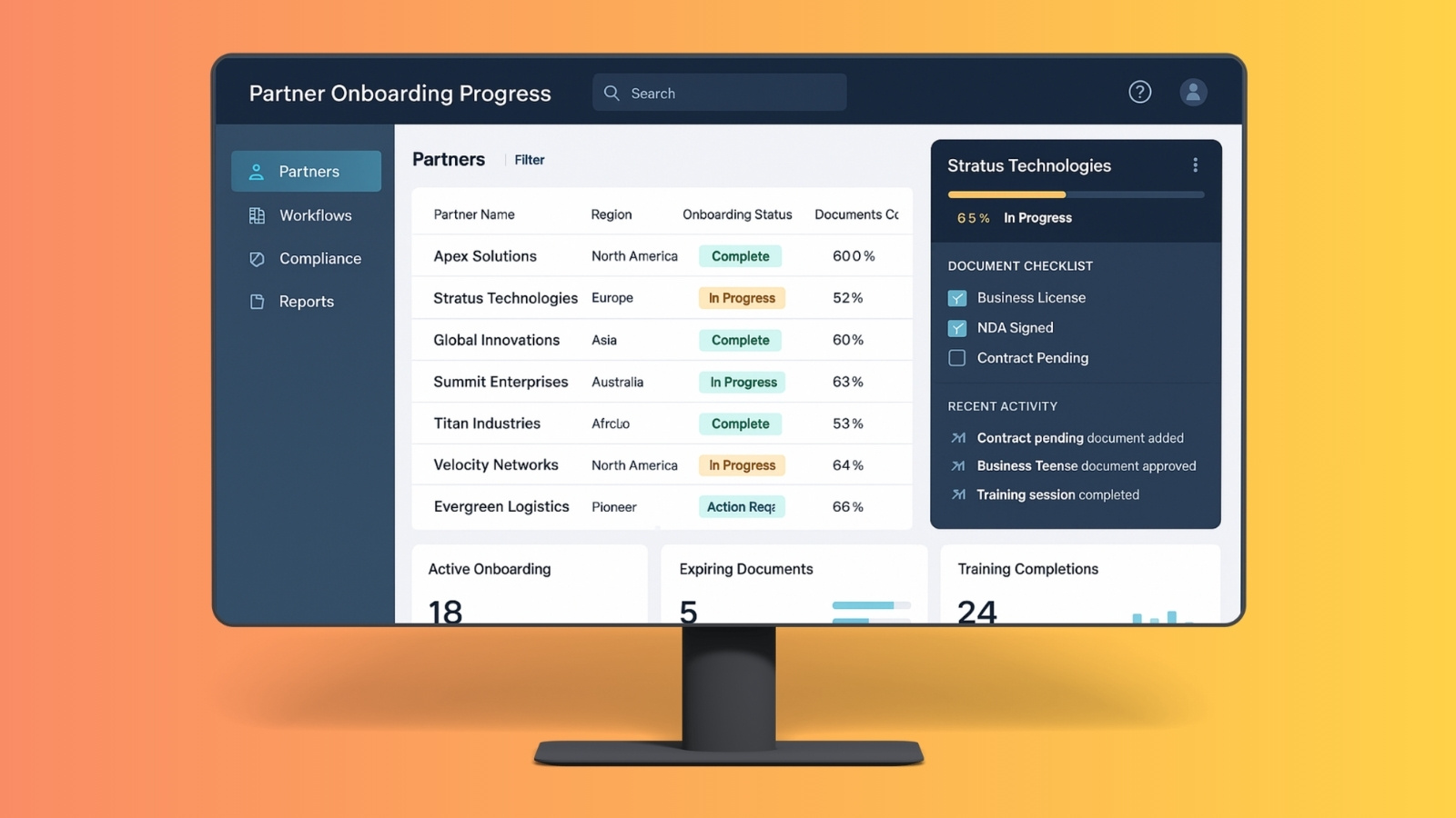 Onboarding and workflow automation portal view